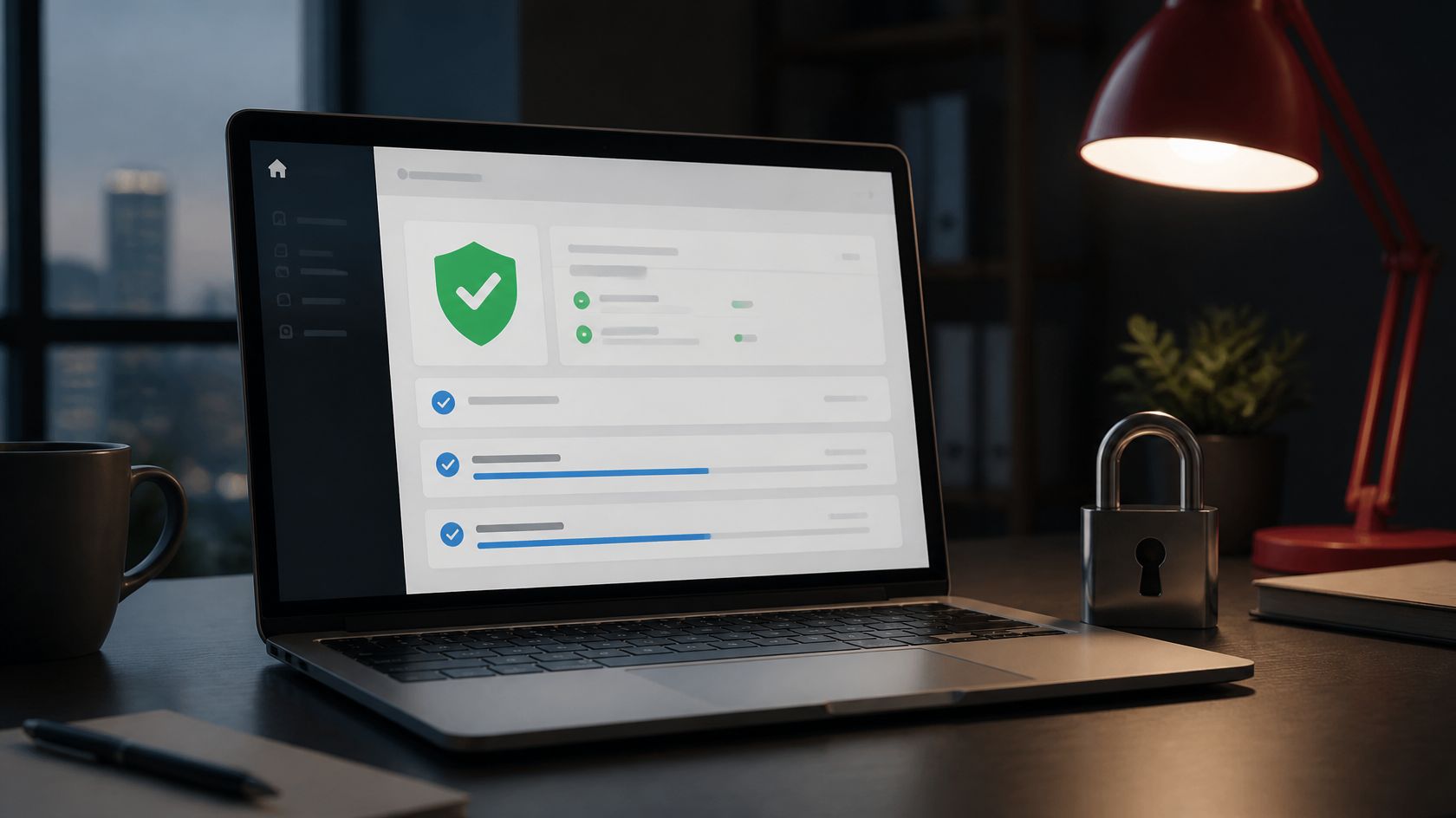 WordPress onderhoud: laptop met een bijgewerkte en beveiligde website