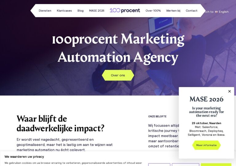 Website van 100procent, gemaakt door Website Remake