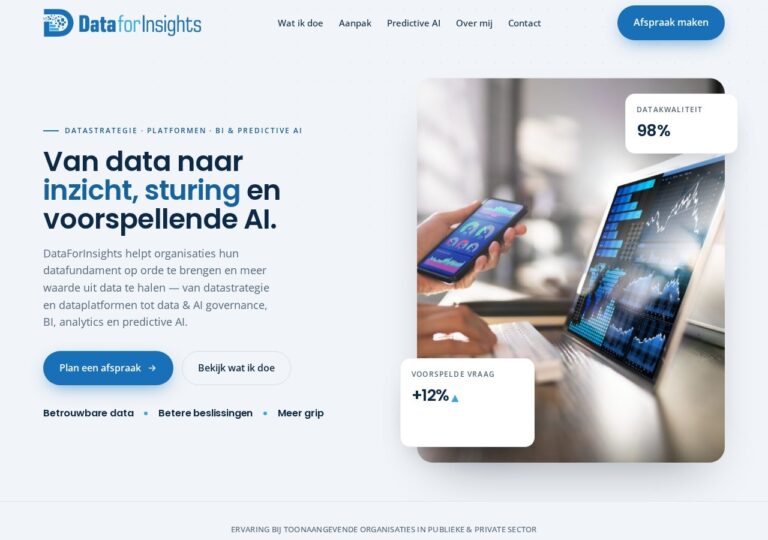 Website van DataForInsights, gemaakt door Website Remake