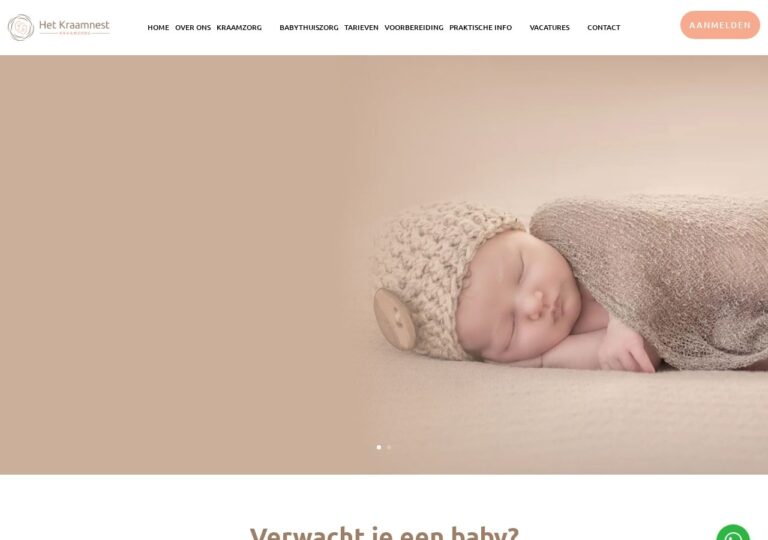 Website van Het Kraamnest in Huissen, gemaakt door Website Remake
