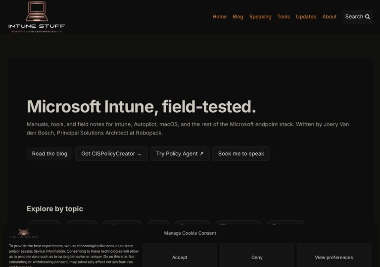 Website van Intune Stuff, gemaakt door Website Remake